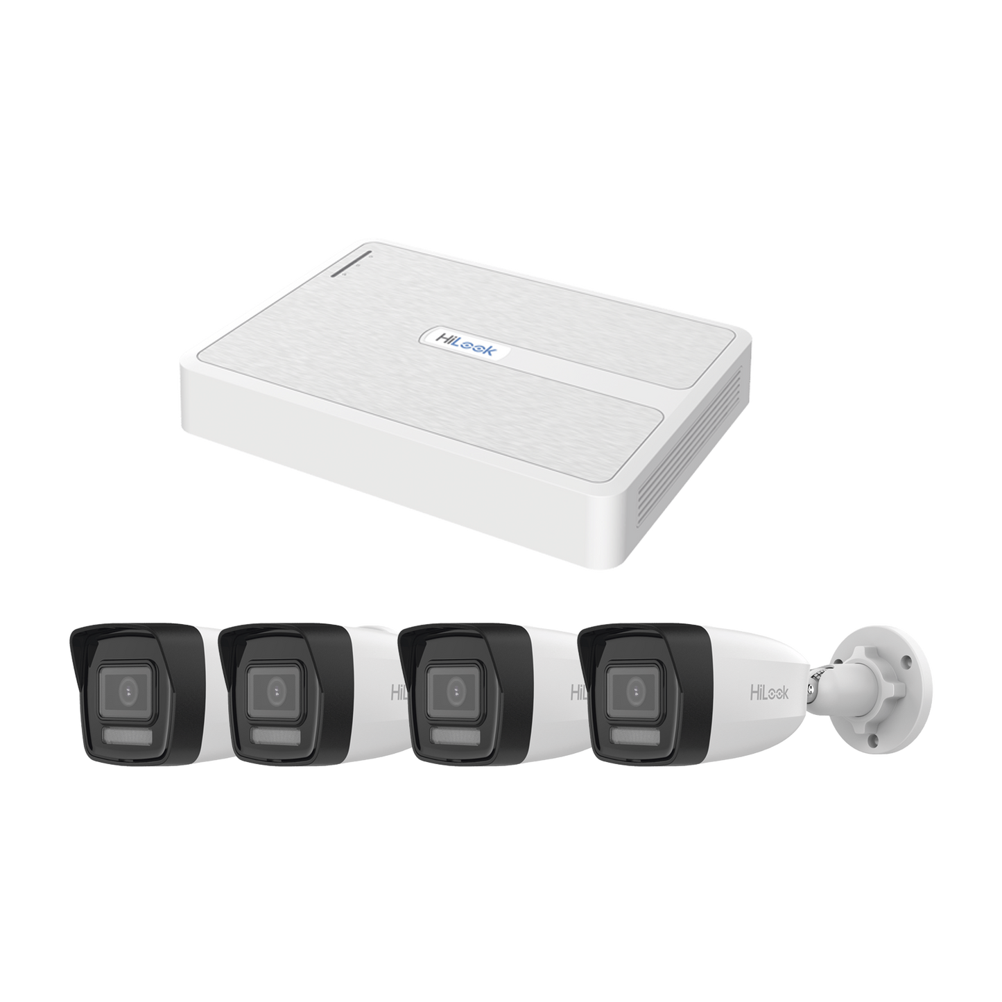 Kit IP 2 Megapixel / NVR de 8 Canales con 8 Puertos PoE / 4 Cámaras IP Bala Dual light para Exterior / Micrófono Integrado