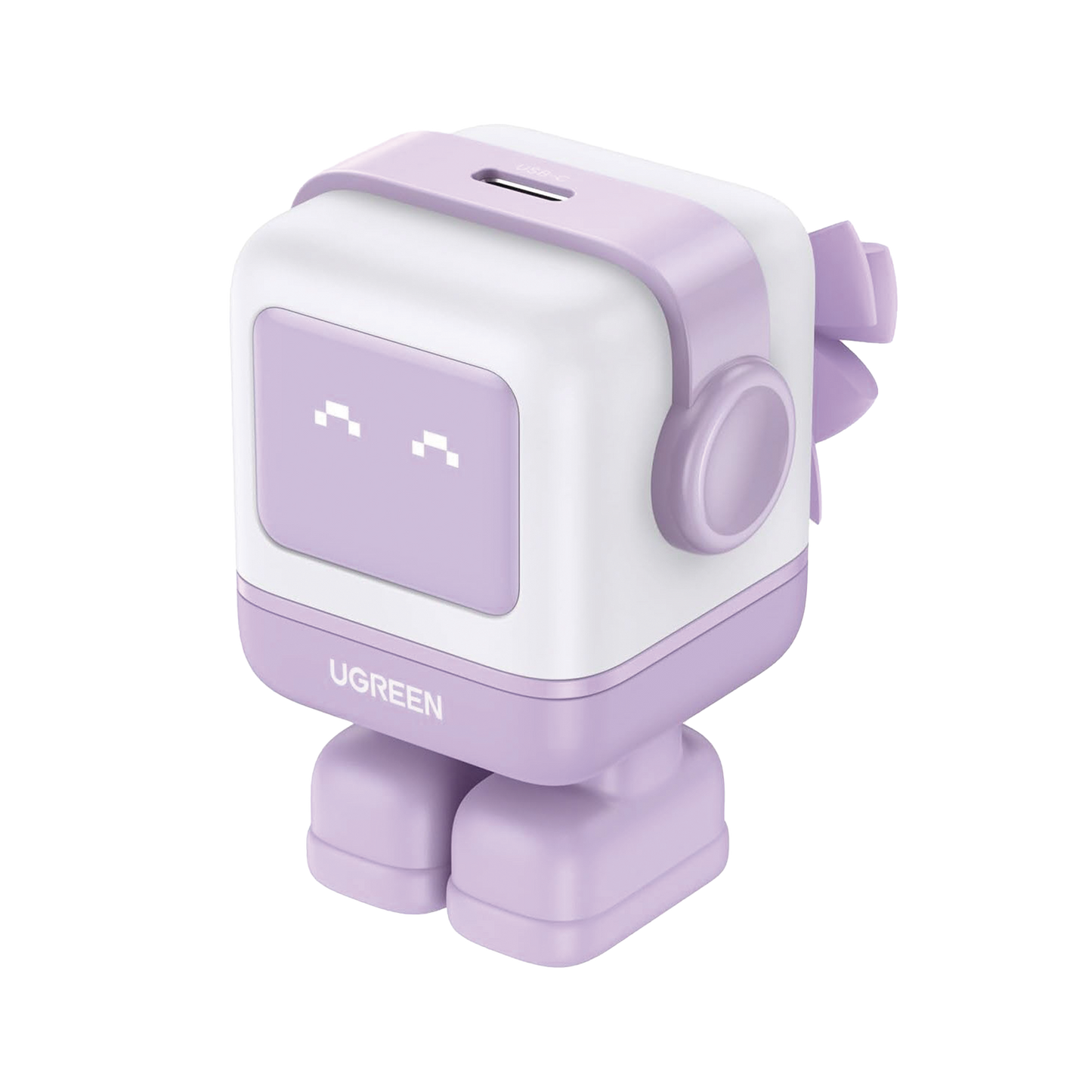 Cargador Mini GaNRobot 30W serie UNO | 1 USB-C de Carga Rápida | Tecnología GaN II | Multiprotocolo PD/QC/SCP/FCA | Carga Inteligente | Pantalla LED | Zapato Magnético Extraíble | Thermal Guard | Color Lila.