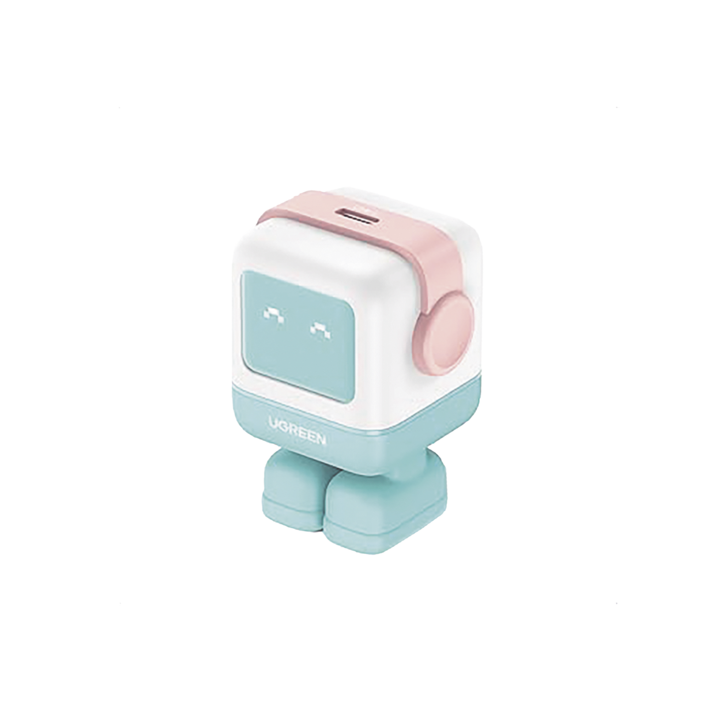 Cargador Mini GaNRobot 30W serie UNO | 1 USB-C de Carga Rápida | Tecnología GaN II | Multiprotocolo PD/QC/SCP/FCA | Carga Inteligente | Pantalla LED | Zapato Magnético Extraíble | Thermal Guard | Color Pink-Blue
