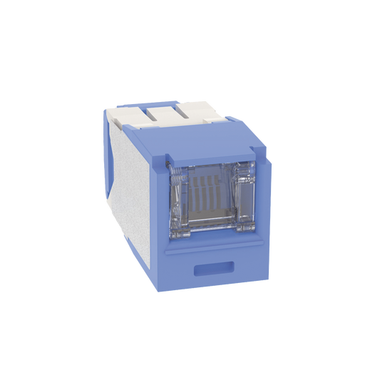 Conector Jack RJ45 Estilo TG con Ventana, Mini-Com, Categoría 6A, de 8 posiciones y 8 cables, Color Azul