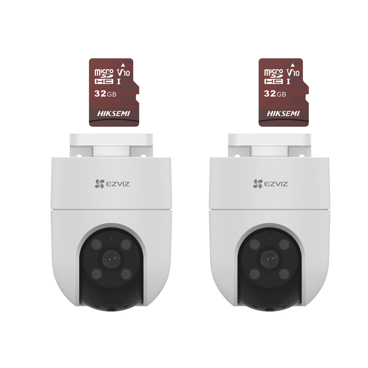 Kit de Camaras WiFi, Incluye 2 Piezas CS-H8C/5MP y 2 Piezas HS-TF-E1/32G / Audio de Dos Vías / Detección de Movimiento /  Luz Estroboscópica / Sirena  /  Uso en Exterior con Protección