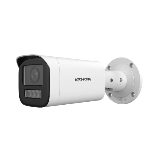 Bala IP 4 Megapíxel / Lente Motorizado 2.8 a 12 mm / Dual Light (50 mts IR + 50 mts Luz Blanca) / ACUSENSE Lite / Microfono Integrado / Exterior IP67 / WDR 120 dB / PoE  / Micro SD / Alarmas I/O