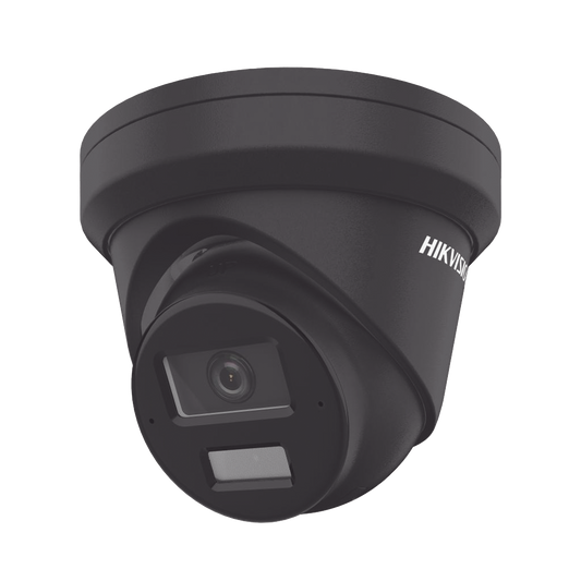 [Dual Light + 2 Micrófonos de Doble Matriz] Turret IP 4 Megapixel / Color Negro / Lente 2.8 mm / 30 mts Luz Blanca + 30 mts IR / ACUSENSE / Exterior IP67 / WDR 120 dB / PoE / ONVIF / Micro SD / Metal / ACUSEARCH