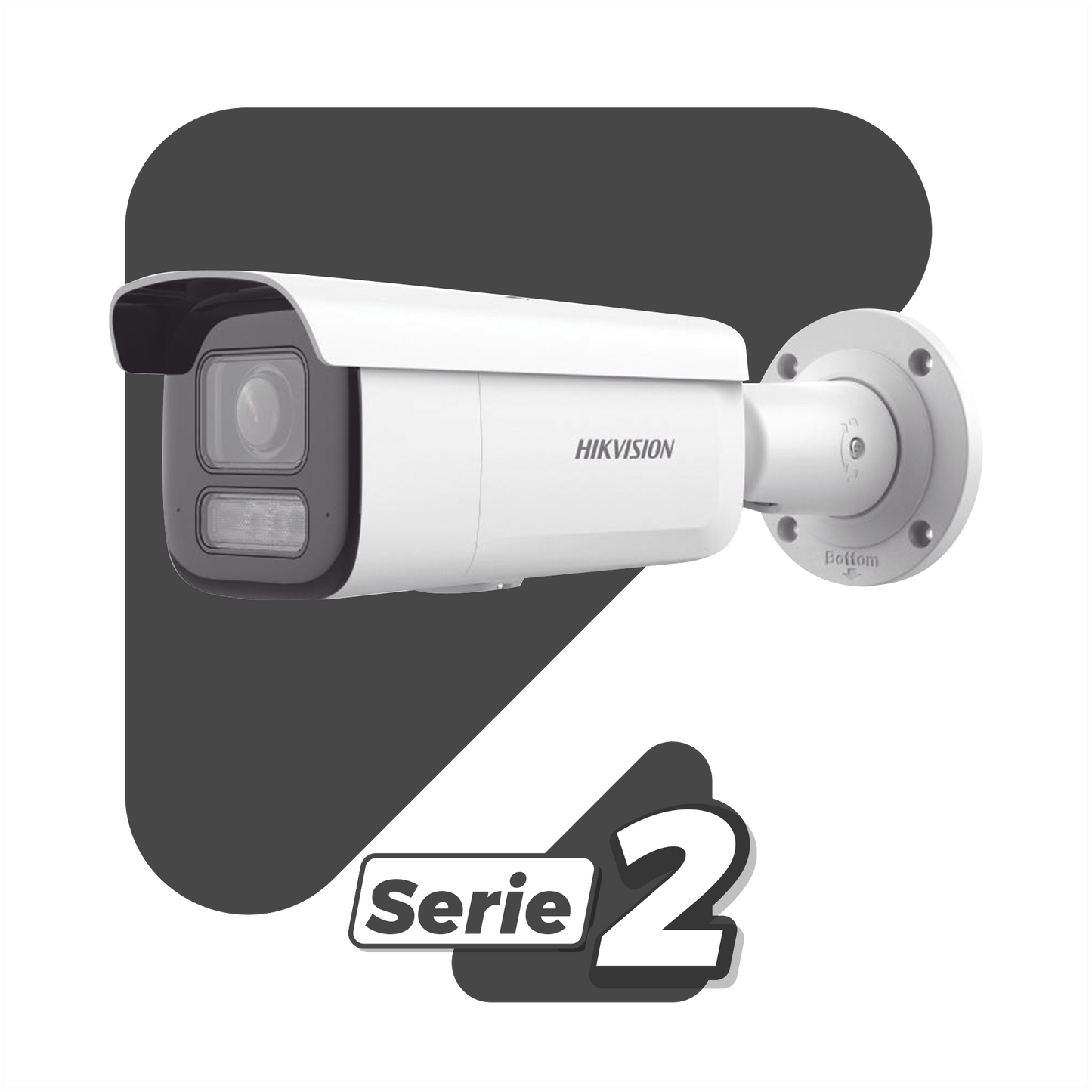 [Dual Light + 2 Micrófonos Integrados] Bala IP 2 Megapixel / Lente Mot. 2.8 a 12 mm / 60 mts Luz Blanca + 60 mts IR / ACUSENSE / Exterior IP67 / IK10 / WDR 120 dB / PoE+  / Alarmas I/O / Micro SD / Metal / IK10 / ACUSEARCH