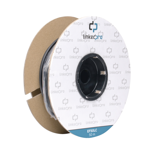 Carrete de Fibra Óptica Monomodo con Conectores LC-LC Duplex, Reforzada con Kevlar, de 50 metros, Para instalaciones subterráneas por tubería