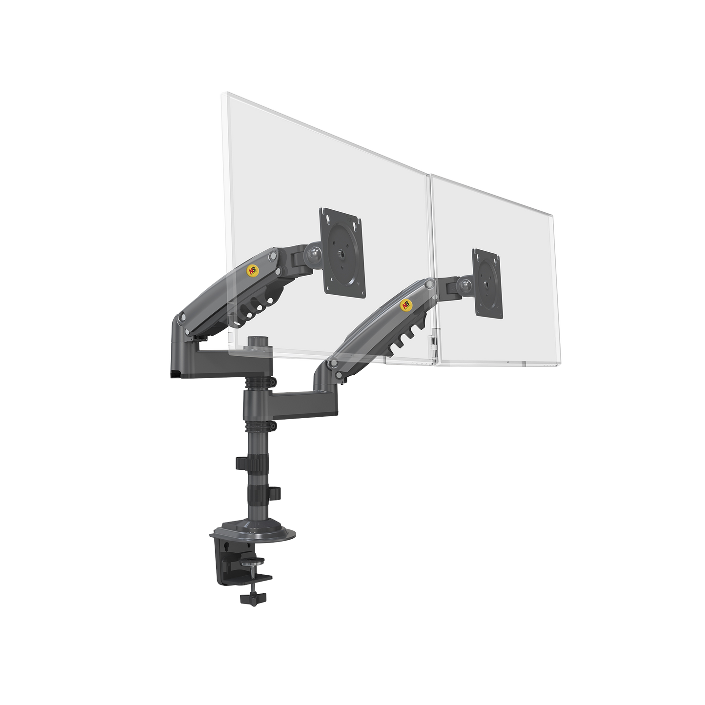 Montaje de Escritorio articulado para 2 monitores de 17 a 27" /  Soporta hasta 9kg por monitor / Vesa 75 x 75 / 100 x 100 / Acero / Rotación: 360°