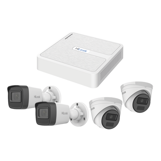 Kit IP 2 Megapixel / NVR de 8 Canales con 8 Puertos PoE / 2 Cámaras IP Bala para Exterior / 2 Cámaras IP Domo para Exterior