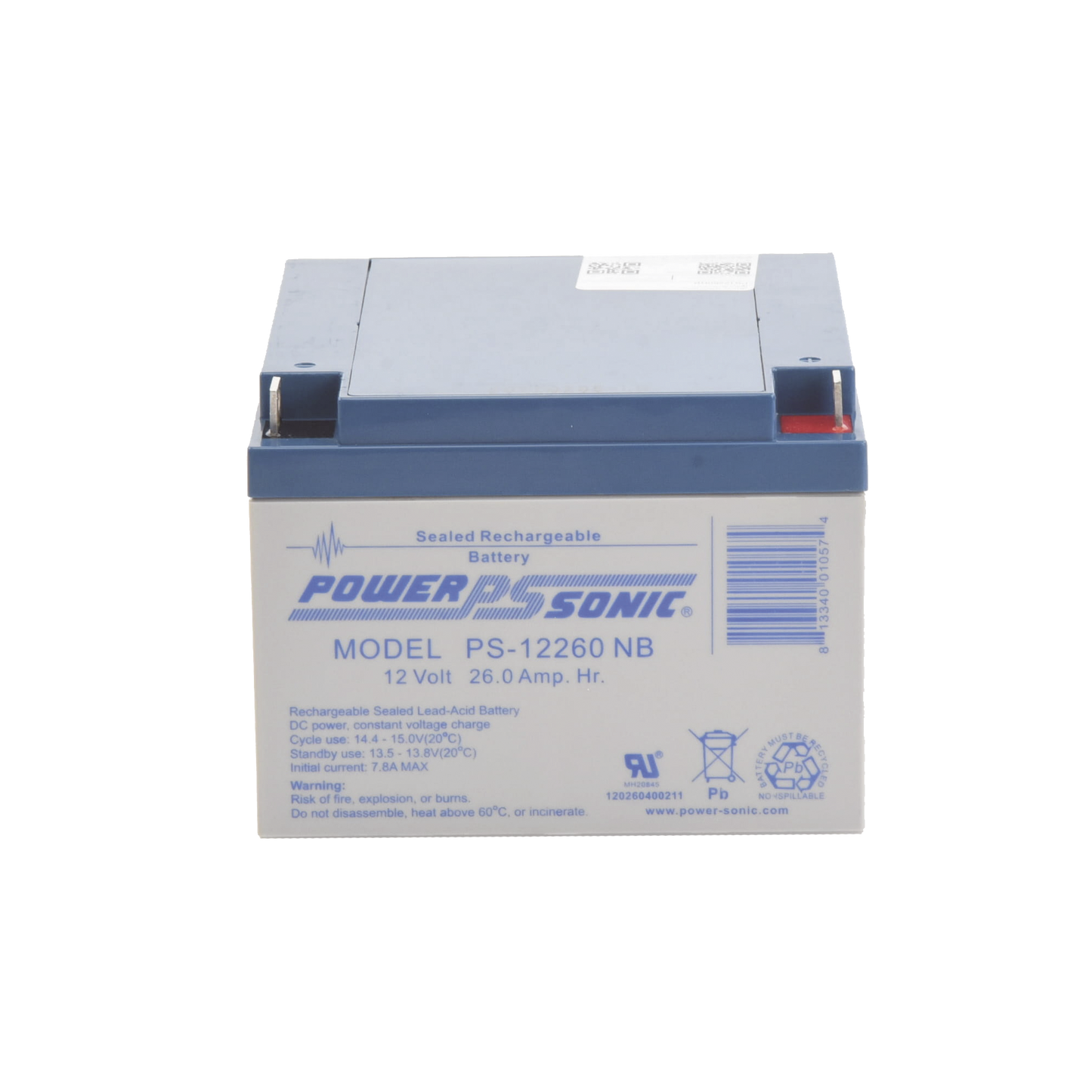 Batería 12V, 26AH, Para Respaldo, Tecnologías AGM/VRLA, 5 Años Vida Útil, Terminales NB, Reconocida UL