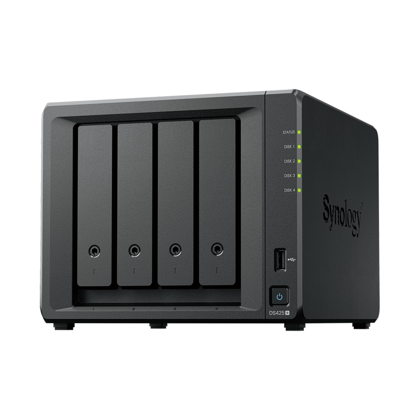 NAS DiskStation DS425+ | 4 Bahías | Intel Celeron J4125 2.7 GHz | 2 GB DDR4 / 2.5GbE + 1GbE | 2 Puertos USB 3.2 Gen 1 | 2 Ranuras M.2 NVMe | Hasta 80 TB | Synology DSM.