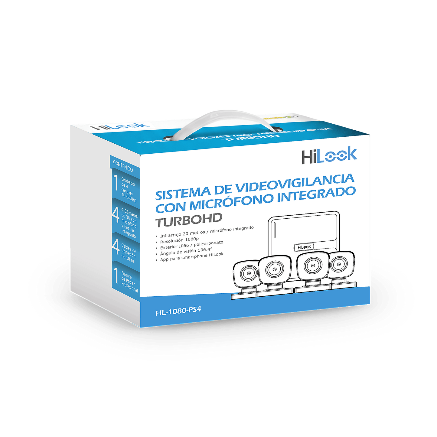 (MICRÓFONO Integrado) Kit TurboHD 1080p Lite / DVR 4 canales / Audio por Coaxitron / 4 Cámaras Bala de Policarbonato con Micrófono Integrado