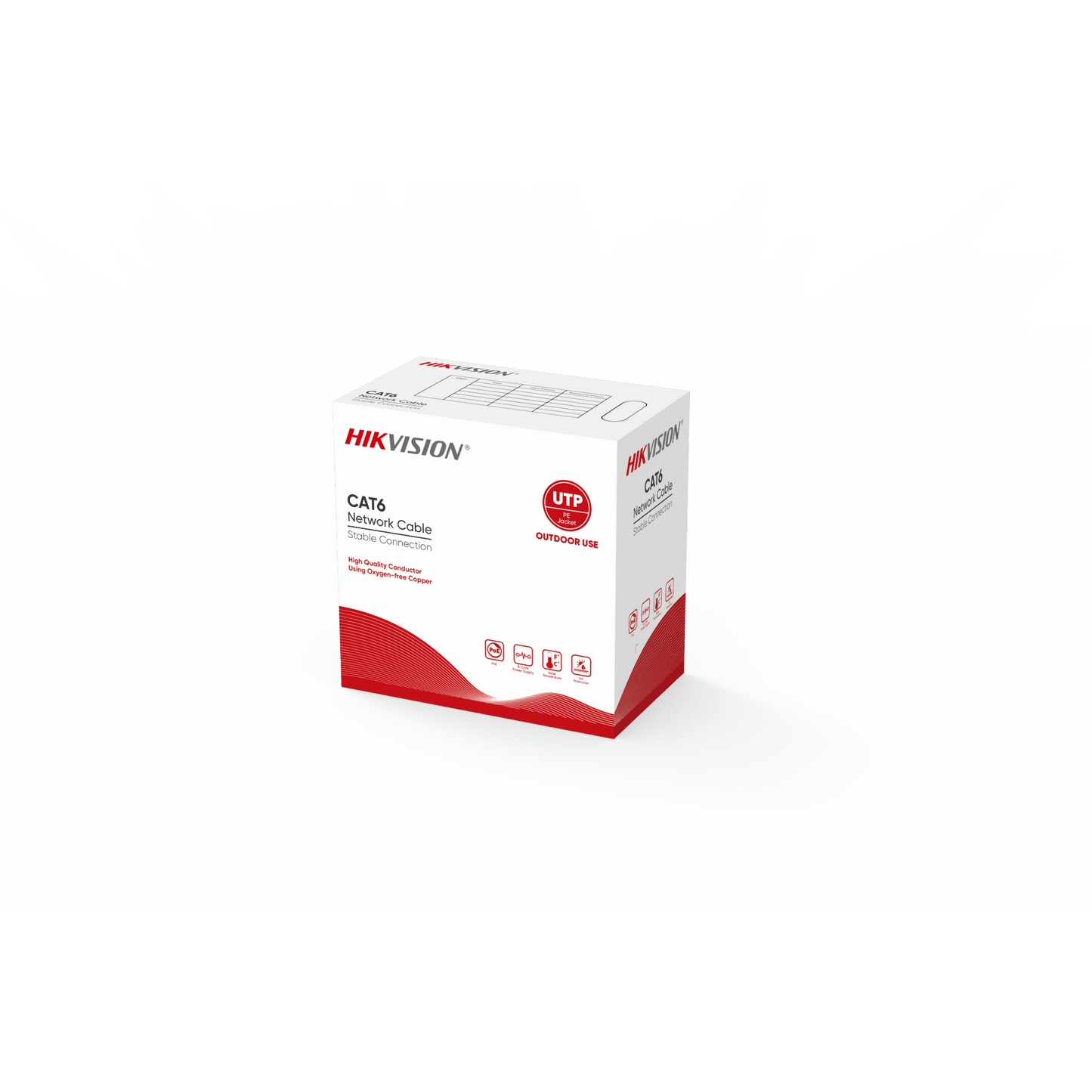 Bobina de Cable UTP 305 Mts / Cat 6 (24 AWG) / Color Negro / Uso en Exterior / 100% Cobre / Aplicaciones de CCTV y Redes de Datos